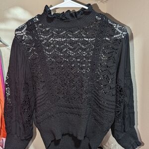Zara Black Lace Knit Top